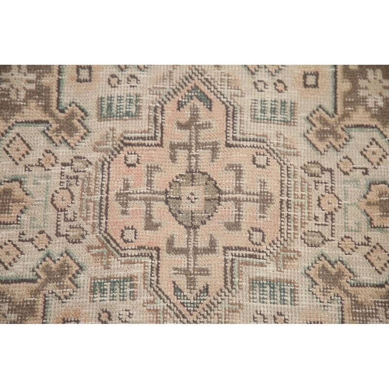 Hand Knotted Oriental 100% Wool Carpet Traditional Medallion Peach Tabriz Area Rug - 9' 8'' X 6' 4''
