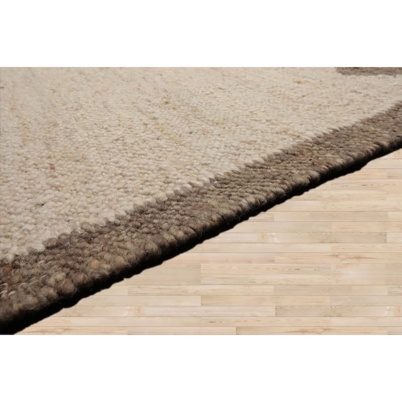LoomBloom Beige Geometric Hand Woven Flatweave Wool Oriental Area Rug - 9' 5'' x 11' 10''
