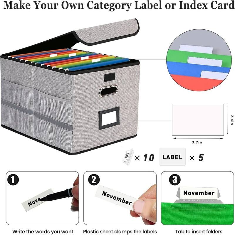 Portable File Organizer Box with Lid (Gray) Bed Bath & Beyond 39427130