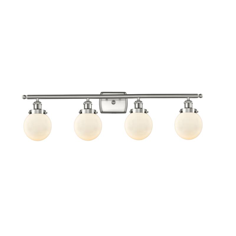 Innovations Lighting Ballston Urban Beacon - 4 Light 36" Bath Vanity Light - Matte White/Brushed Satin Nickel Finish
