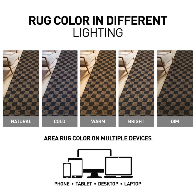 World Rug Gallery Checkered Indoor/Outdoor Flat Woven Area Rug