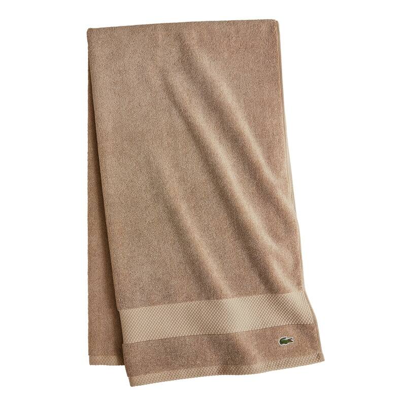 Lacoste Heritage Supima 100% Cotton Bath Towel, Hand Towel, Wash Cloth, and Bath Sheet - Sand - Bath Sheet