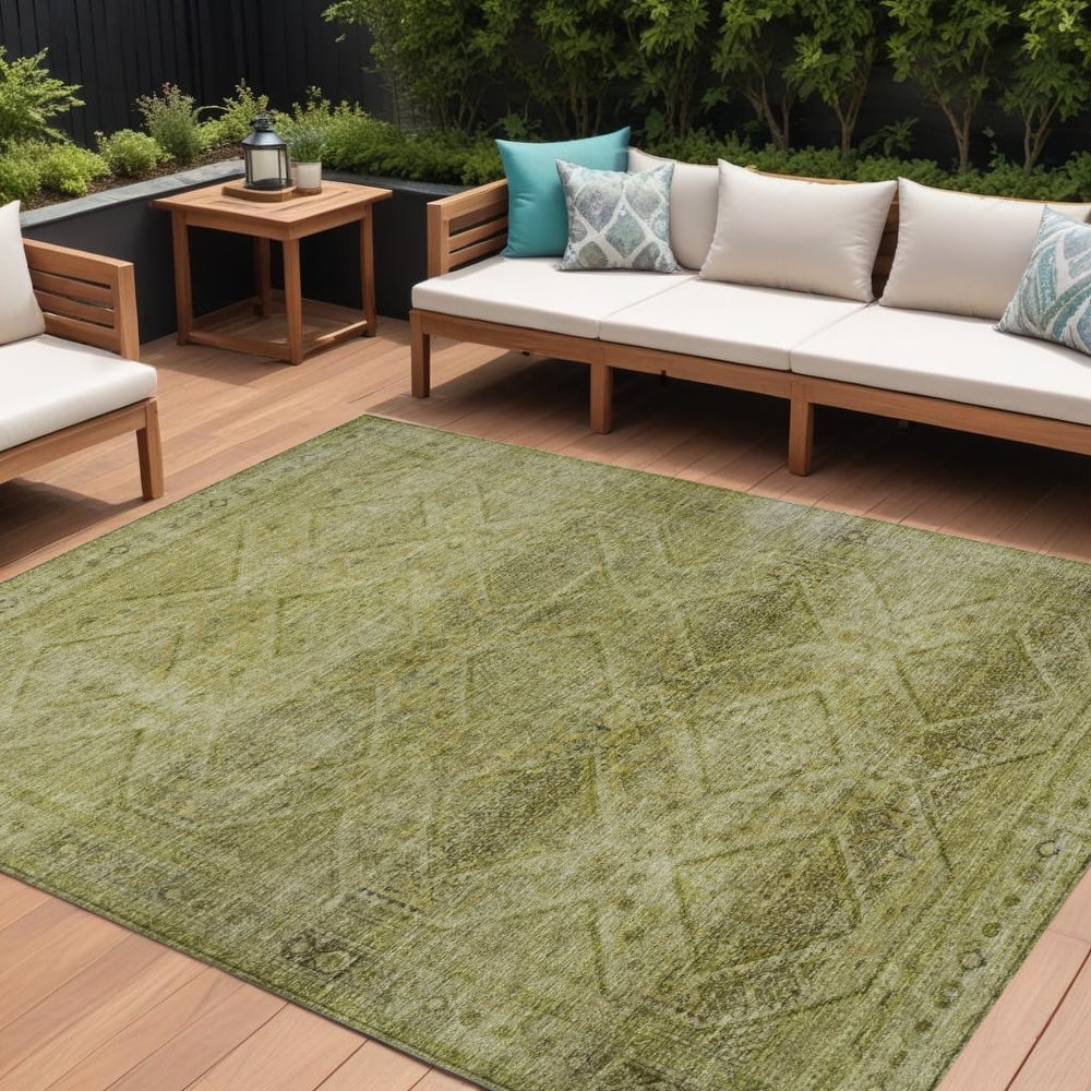 HomeRoots Geometric Transitional Rectangle Outdoor Rug