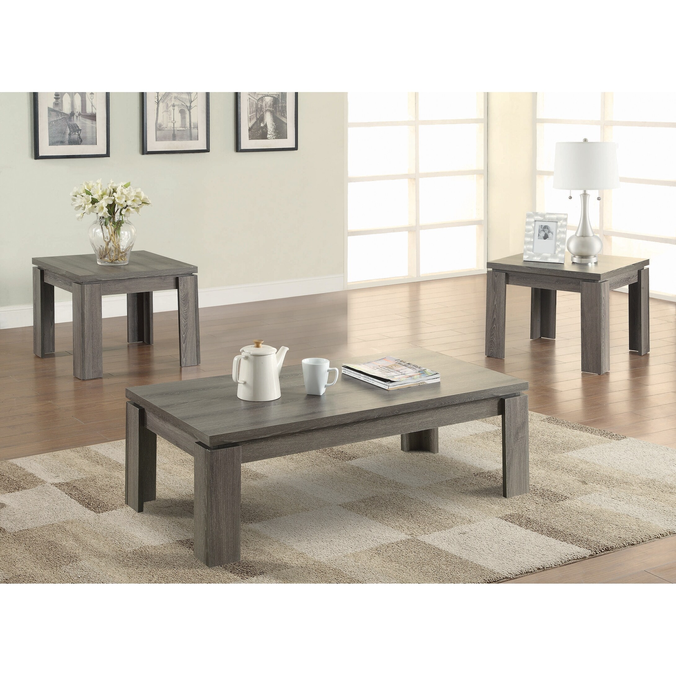 Cumberbatch Weathered Grey 3-piece Floating Top Occasional Set -  CDecor, AZ701686