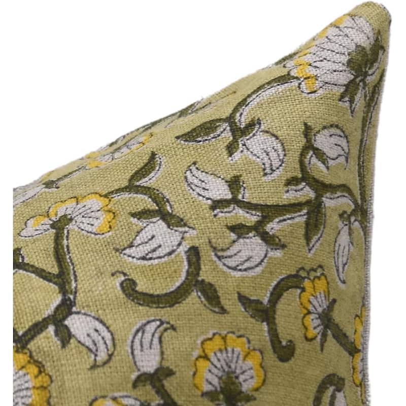 Fabdivine Linen Outdoor Sofa Block print pillow Cover