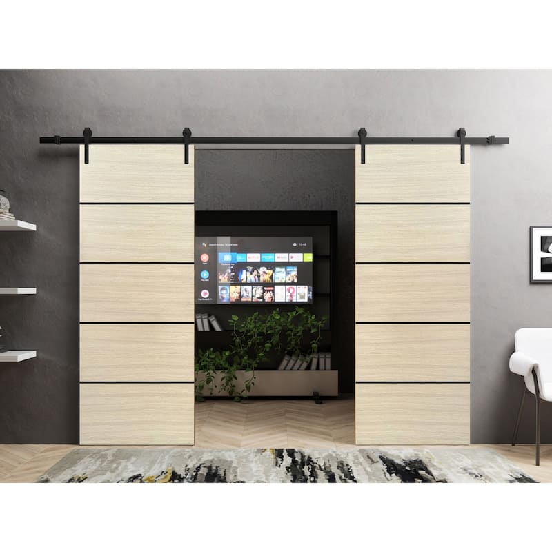 Sturdy Double Barn Door 36 x 80 with Planum 0015 Natural Veneer with 13FT