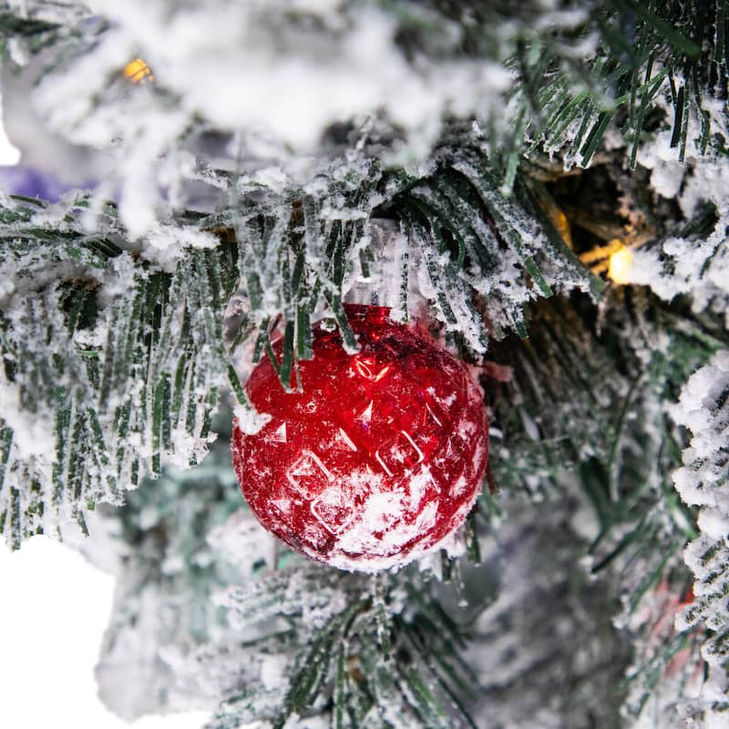 Pre-Lit Full Flocked Glacier Pine Artificial Christmas Tree - 7.5' Multi LED - 7.5 Foot