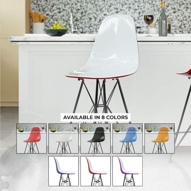 ABS Resin Barstool with Black Steel Base Cresco Series by LeisureMod