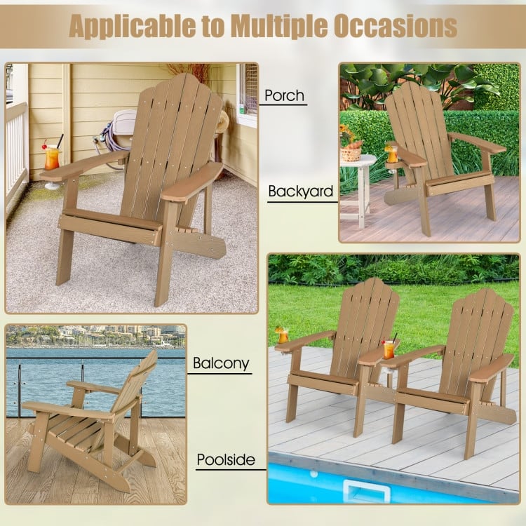 Weather Resistant HIPS Outdoor Adirondack Chair with Cup Holder - 33.4" x 30" x 37"
