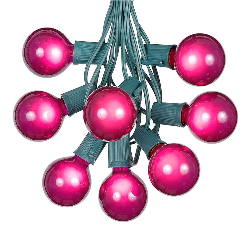 25 Foot G50 Outdoor Globe Patio String Lights - Set of 25 G50 Globe Bulbs - Purple