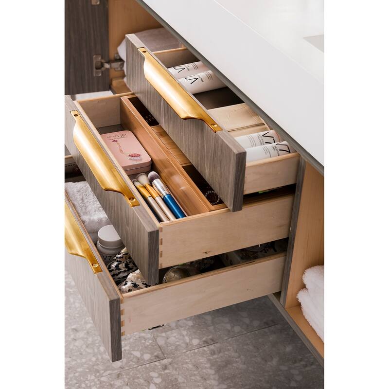 James Martin Vanities Mercer Island 59" Double Vanity, Ash Gray with Radiant Gold Hardware
