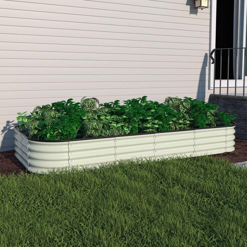 VEIKOUS Modular Metal Raised Garden Bed, Corrosion-Resistant Steel, Outdoor Planter Box for Vegetables, Flowers & Herbs