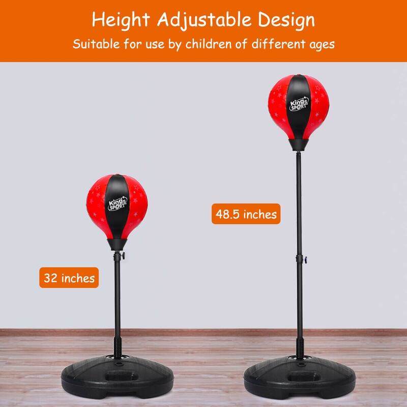 Kids Adjustable Stand Punching Bag Toy Set with Boxing Glove - Dia 17"