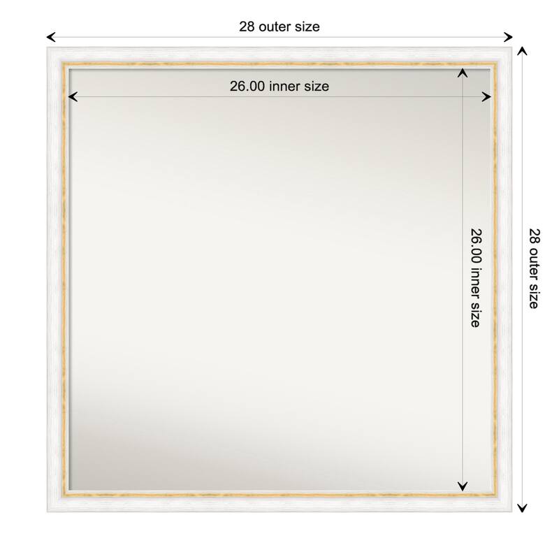 Morgan Non-Beveled Wood Framed Wall Mirror - Morgan White Gold - Glass Size 26x26