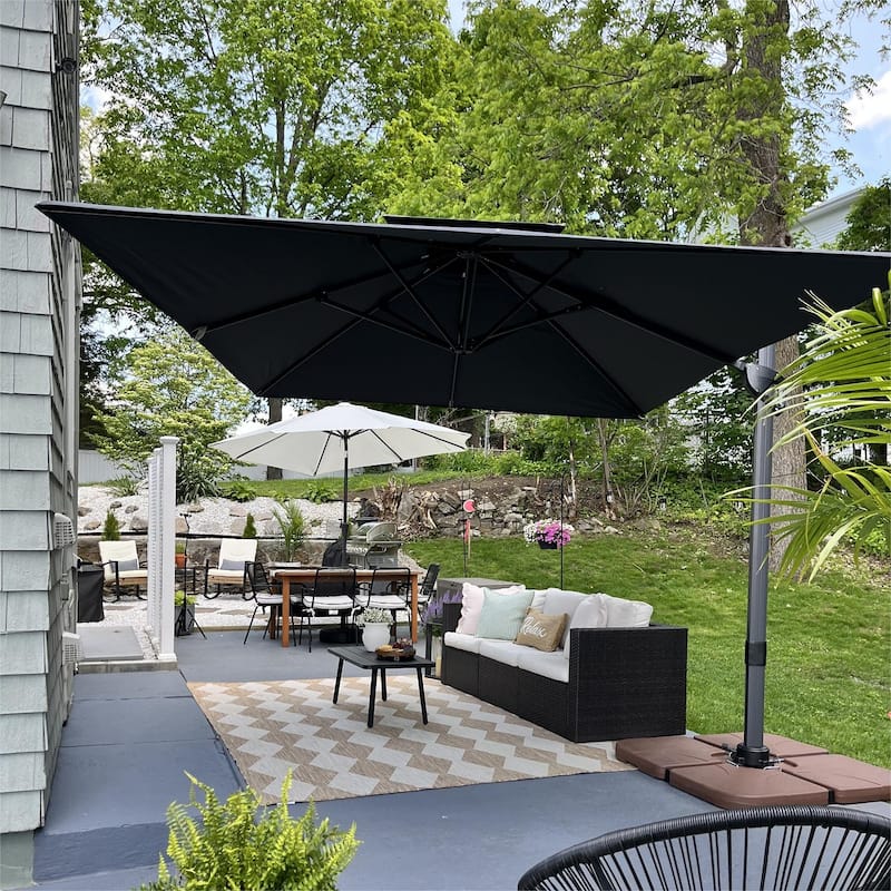 MAISON ARTS 12 FT Automatic Hydraulic Cantilever Umbrella Aluminum Pole 360 Degree Rotation