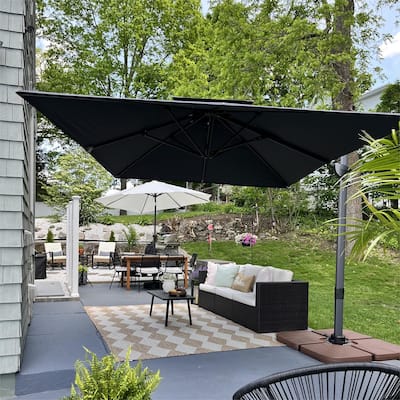 MAISON ARTS 12 FT Automatic Hydraulic Cantilever Umbrella Aluminum Pole 360 Degree Rotation