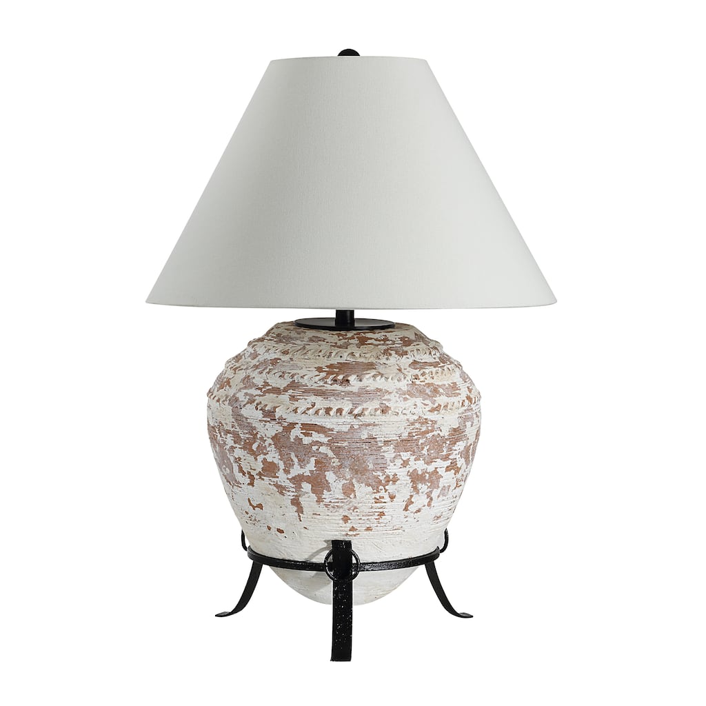 Everren Silis 29.5" Height Table Lamps, Textured Ceramic (Off White And Brown)