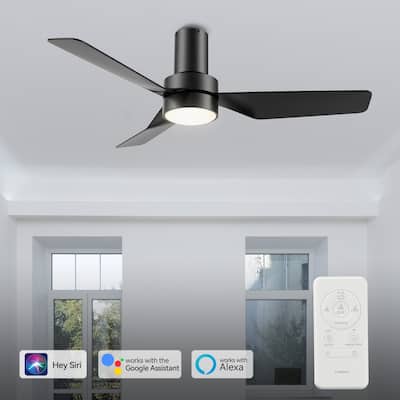 CARRO Nantes 44" ABS 3-Blade Indoor Smart Ceiling Fan with Light and Remote-Flush Mount