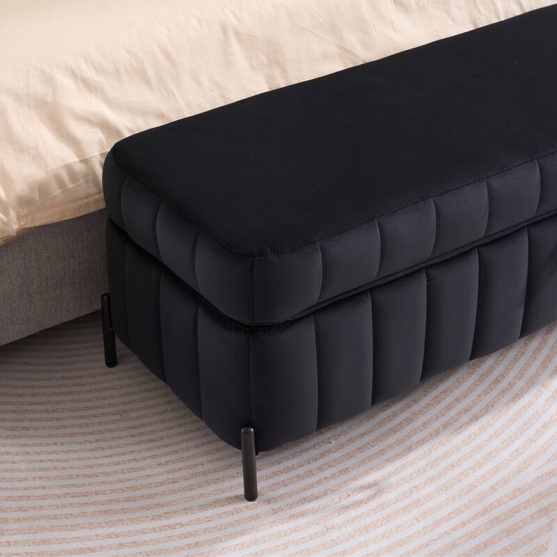49.2"W Modern Storage Bench,Bedroom Ottoman Bench with Metal Legs