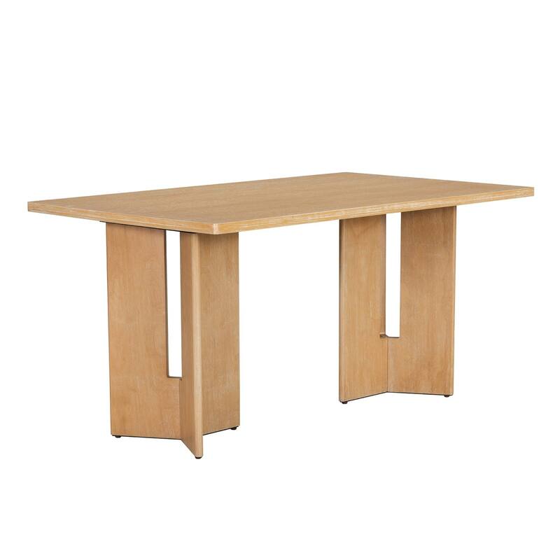 7-Piece Dining Set, 60" Rectangular Table with 6 Upholstered Chairs