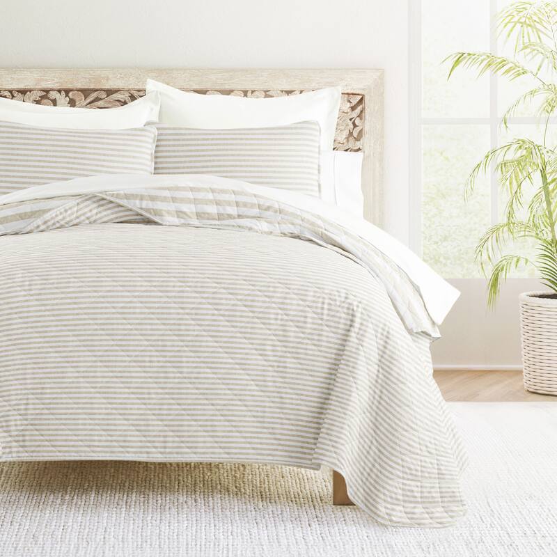 Becky Cameron All Season 3 Piece Striped Reversible Quilt Set