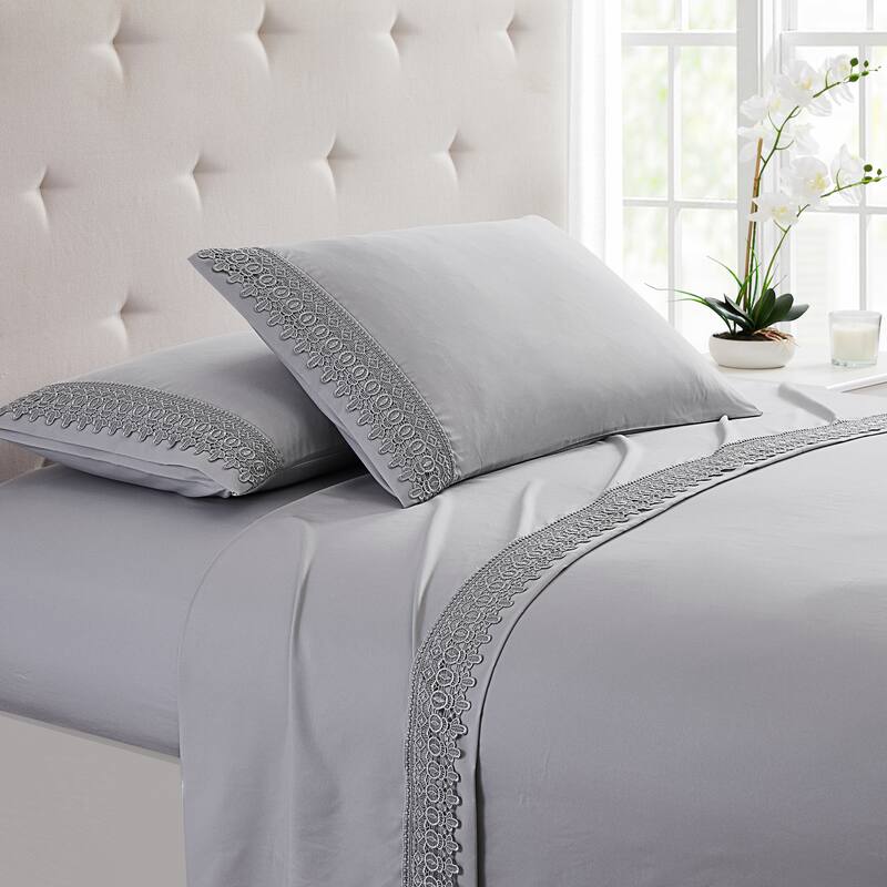 SL SPIRIT LINEN HOME EST. 1988 Lace Sheet Set - Double Brushed Microfiber