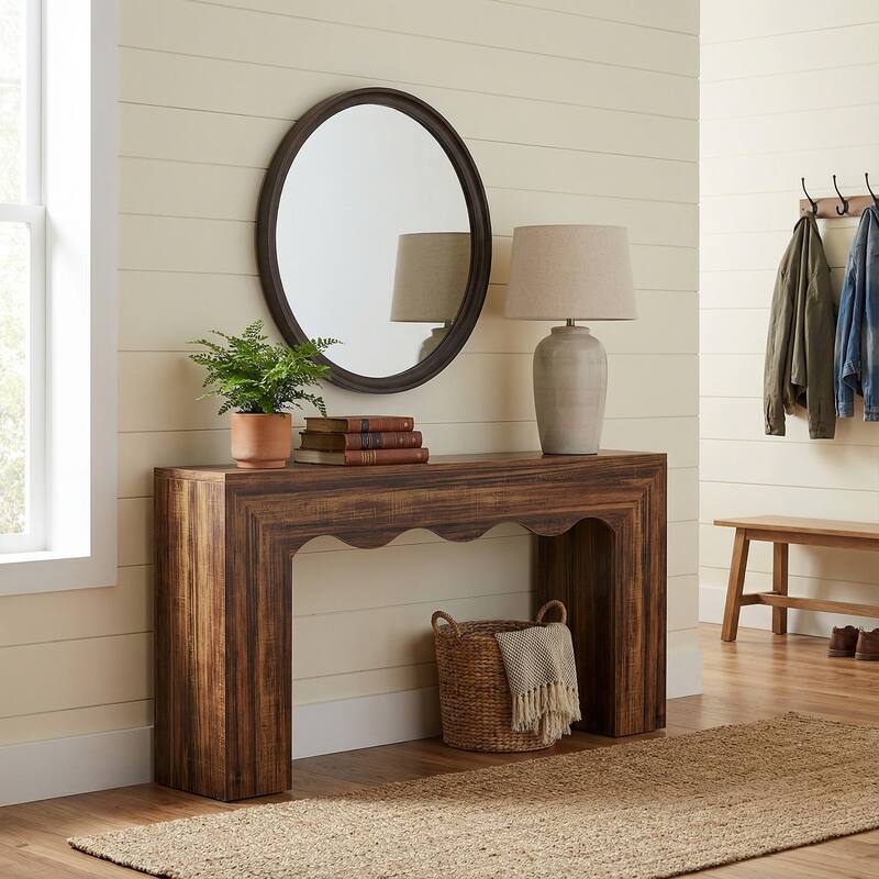 63" Farmhouse Console Table with Storage, Wooden Sofa Table