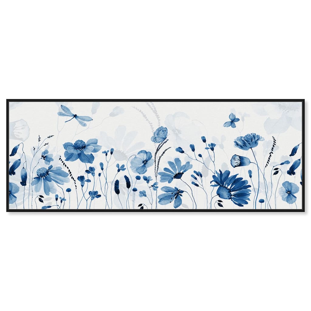 Blue Floral Spring Panoramic Canvas by Art Remedy