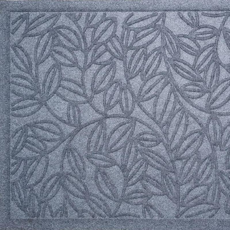 HomeRoots 24" X 36" Gray Botanical Leaves Outdoor Polypropylene Door Mat - 24' X '36