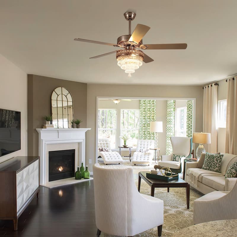 52" or 62" Crystal Ceiling Fan with Lights, Chandelier Ceiling Fans Lights with 6-Speed, APP Control, Dimmable, Timer