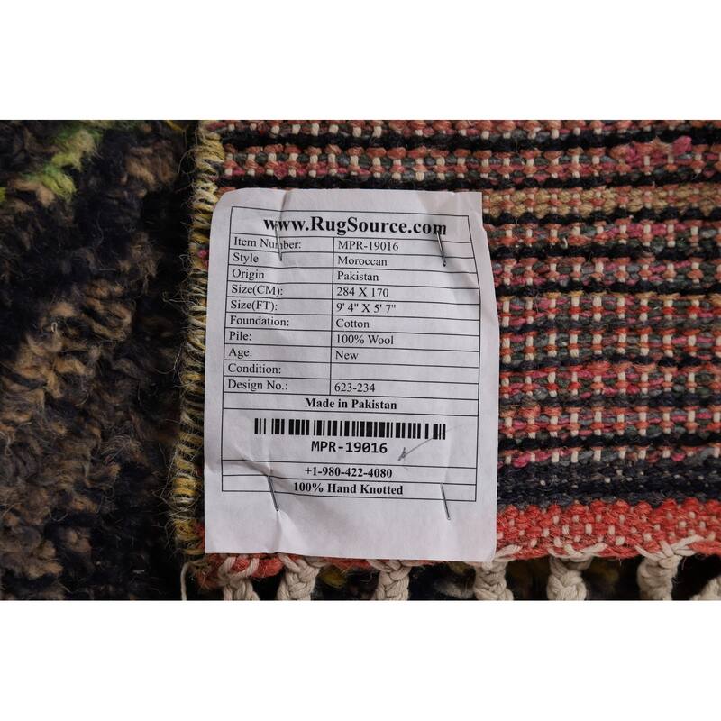 Moroccan Oriental Area Rug Handmade Wool Carpet - 5'7" x 9'4"