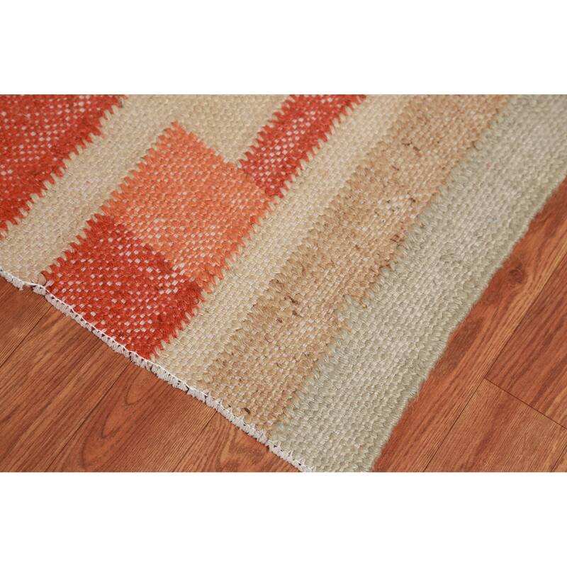 Hand Woven Oriental 100% Jute Carpet Southwestern Modern Multi-Colored Kilim Area Rug - 13' 3'' X 10' 0''