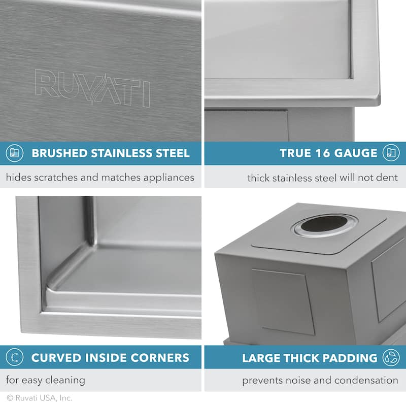 Ruvati 33 x 22 inch Workstation 60/40 Double Bowl Topmount 16 Gauge Stainless Steel Kitchen Sink - 33"x22"