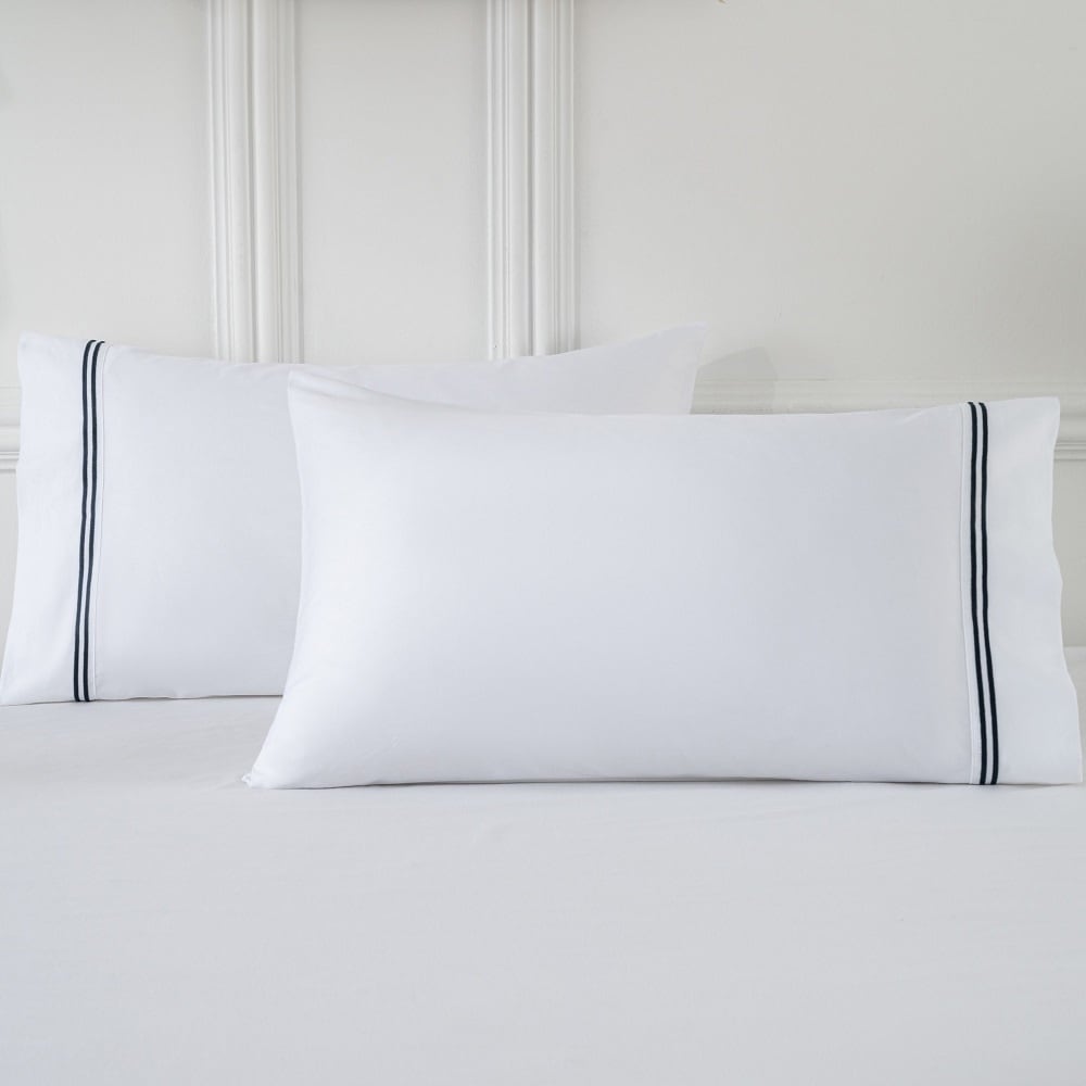 Luxury Long Staple Cotton Sateen 400 Thread Count Hotel Stitch Pillowcases, Set of 2