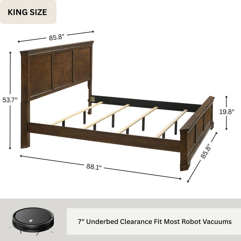 Roundhill Furniture Maderne Traditional Wood Panel Bed with Dresser, Mirror, Two Nightstands