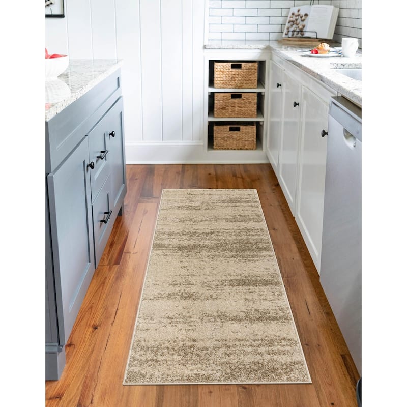 Contemporary Weby Collection Area Rug - 2'x6' - Beige