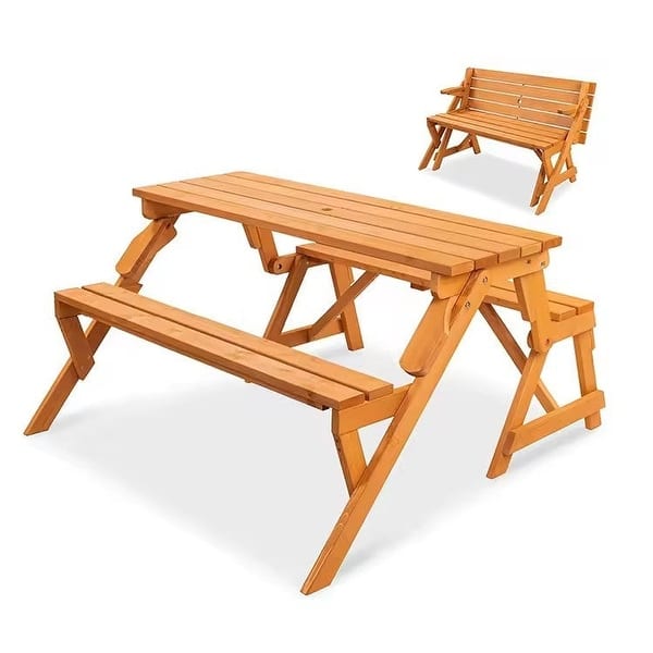 slide 2 of 8, 2 in 1 Picnic Table/Bench 54.33 in. L x 57.1 in. W x 27.56 in. H