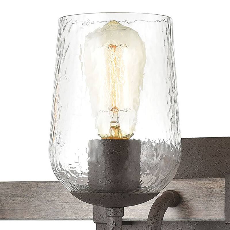 Elk Home Dillon Vintage Rust With Hammered Glass 3 Light Vanity Light