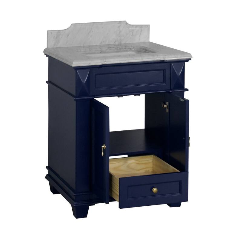 KitchenBathCollection Elizabeth 30" Bathroom Vanity with Carrara Marble Top