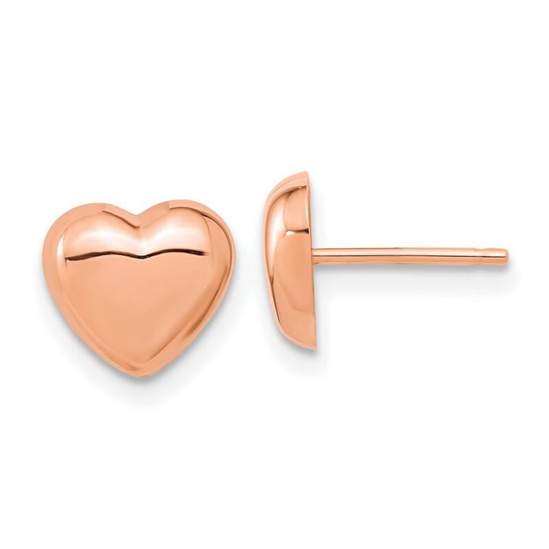 Curata 14k Rose Gold Polished Love Heart Post Earrings 7.85x8.6mm