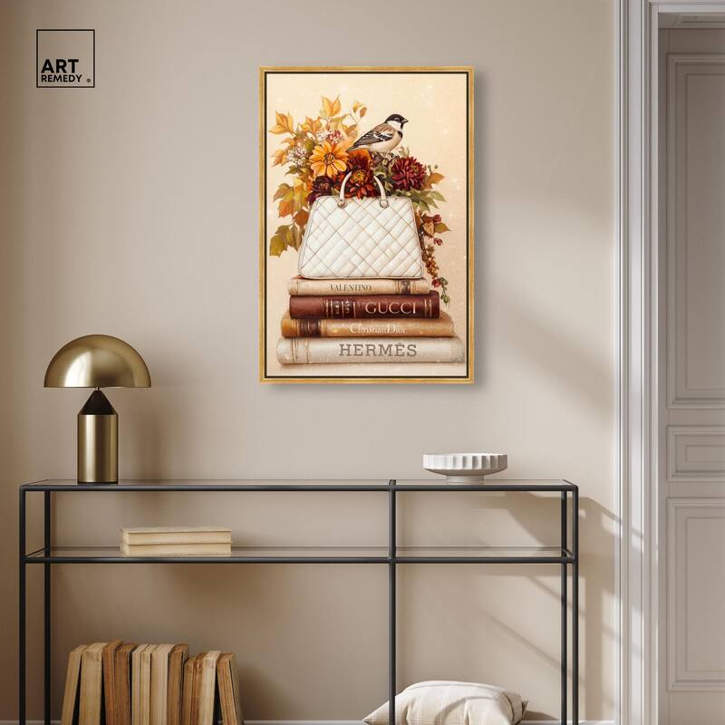 Little Bird Fall Flowers Glam Canvas by Art Remedy