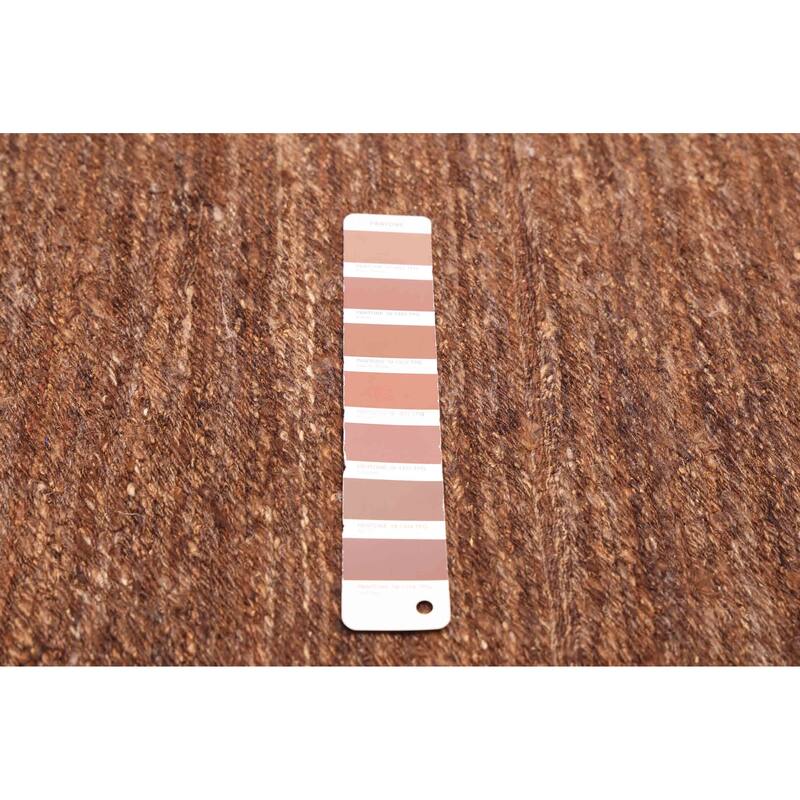 ECARPETGALLERY Flat-Weave Lahor Finest Dark Brown Wool Tapestry Kilim - 4'9 x 5'9