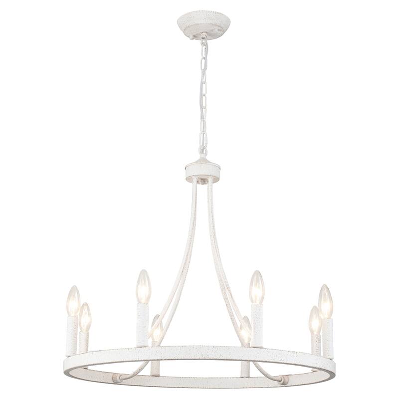 8-light Rustic Farmhouse Wagon Wheel Chandelier Candle Dining Room Lighting Fixtures for Kitchen Island Foyer - N/A