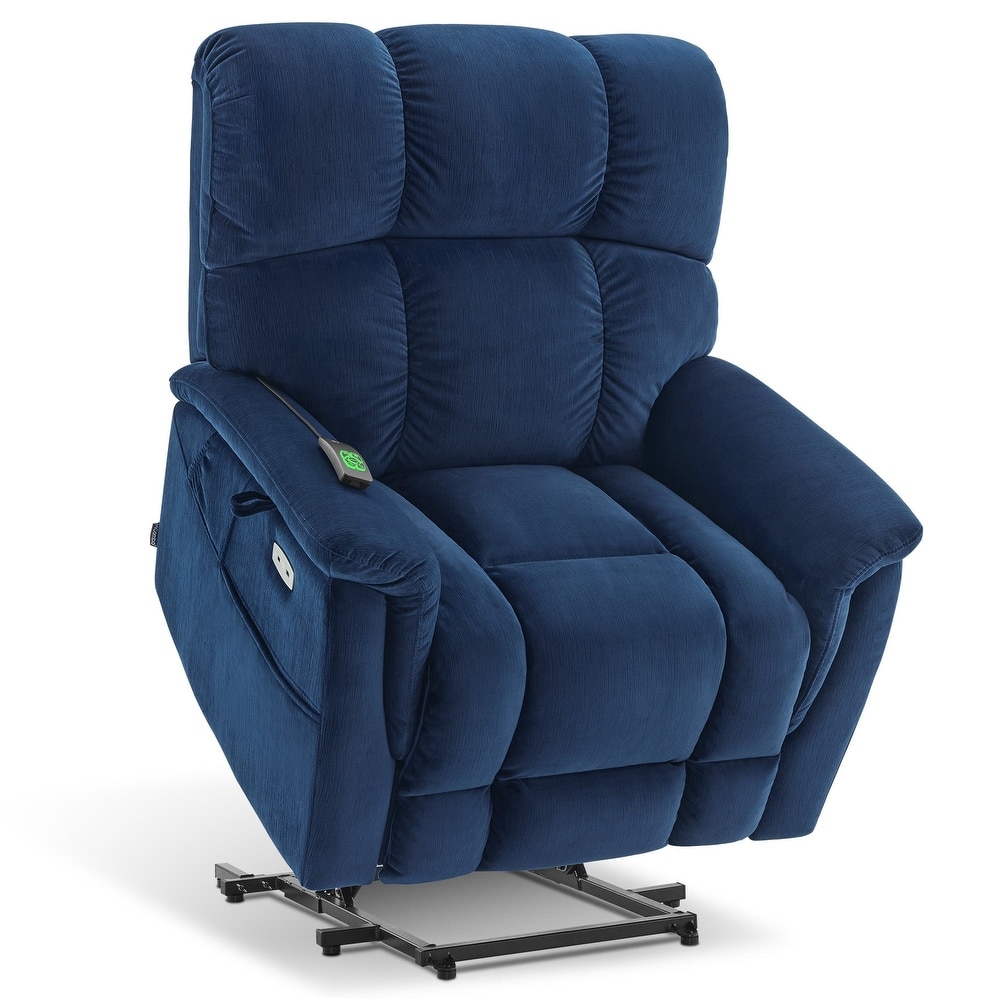 MCombo Dual Motor Power Lift Recliner Chair with Massage and Dual Heating, Infinite Position, Fabric R7166 (Oversize)