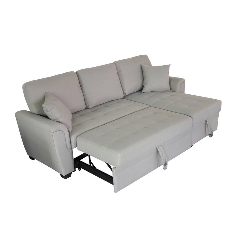 LShape Reversible Sleeper Sectional Sofa, Pull out Storage Sofa Bed