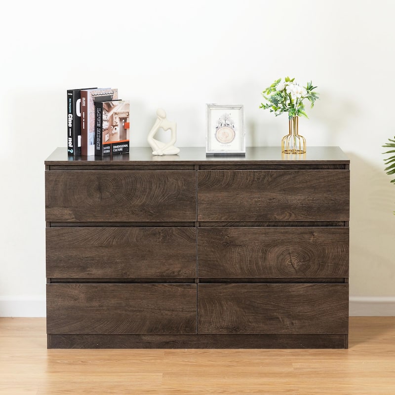 Six-Drawer Dresser Cabinet with Flat Drawer Corners