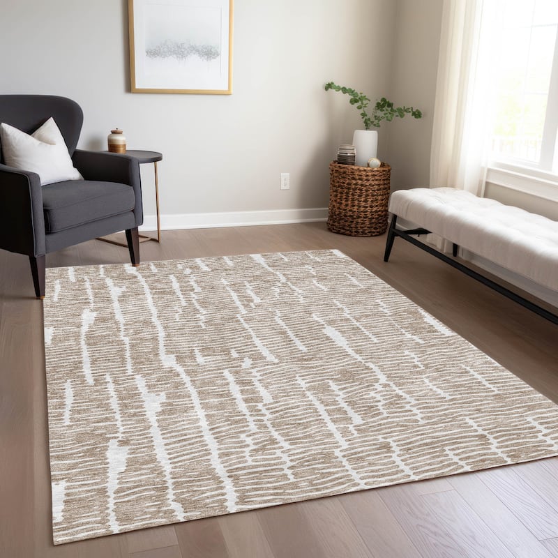Machine Washable Indoor/ Outdoor Chantille Modern Abstract Rug