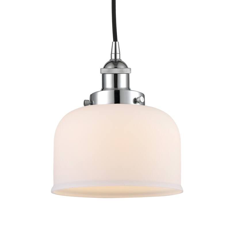 Innovations Lighting 616-1PH-10-8 Bell Pendant Bell 8" Wide Mini - Polished Chrome / Matte White