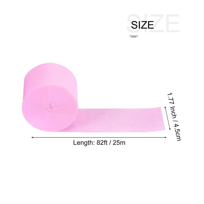 3pcs Crepe Paper Streamer Decoration 82ft Long 1.77 Inch Wide - Light Pink