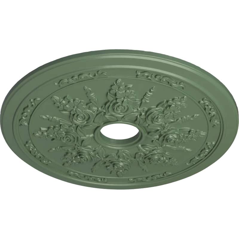 23 5/8"OD x 4"ID x 1 1/2"P Rose and Ribbon Ceiling Medallion